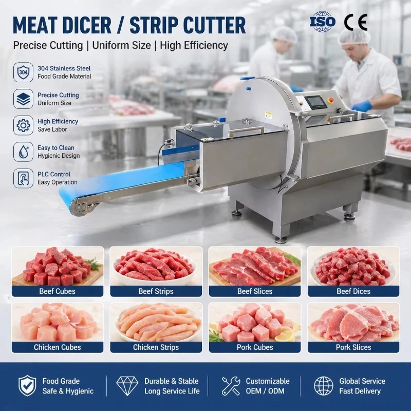 Stainless Steel Meat Steak Cutter System | Precision Cutting Machine for Frozen Beef, Pork, Lamb & Steak Production