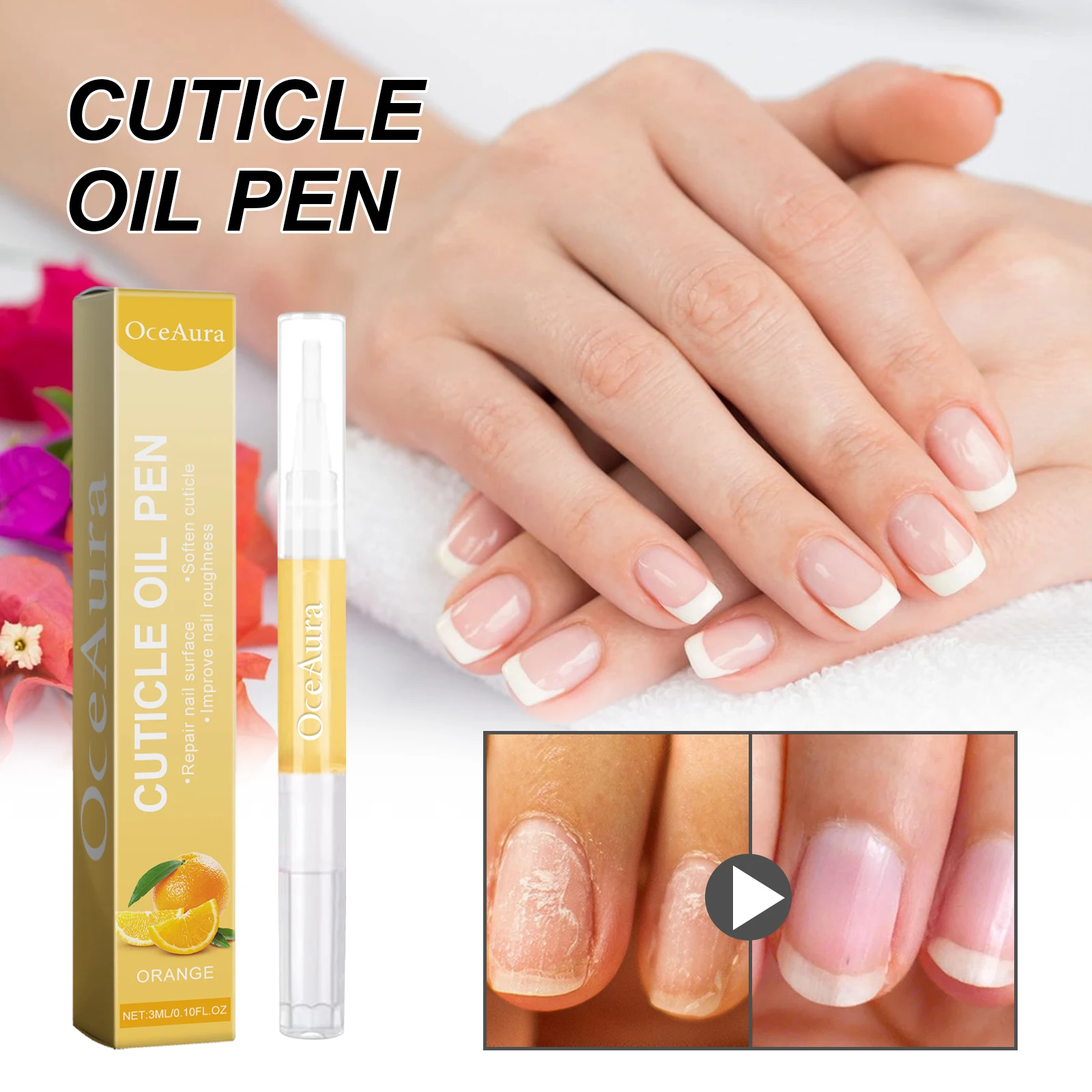 OceAura 3ml Orange Nail Care Oil Helps Nourish The Skin Around Nails Prevents Peeling Heals Damage and Protects The Nail Bed