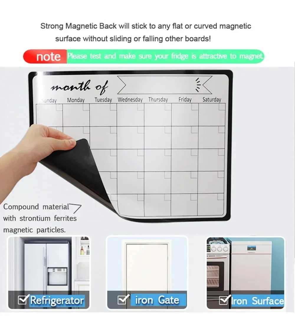 10ml Magnetic Monthly Weekly Planner Calendar Table Dry Erase Whiteboard Blackboard Fridge Sticker Message Board Menu Creative