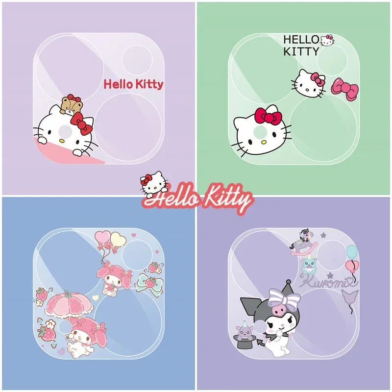 Sanrio Hello Kitty Camera Lens Glass for IPhone 13 12 11 Pro Max Kuromi Mymelody Kawaii Transparent Lens Film Protective Glass