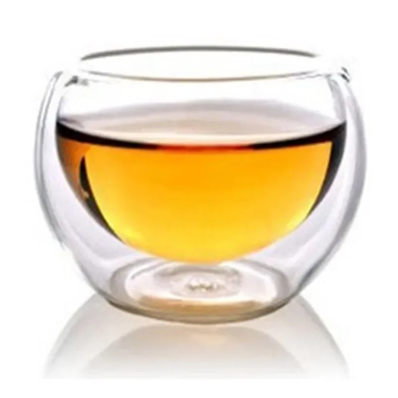 Best Heat 6Pieces/lot double wall glass tea cup double Teapot Coffee Tea Set Puer Kettle With Filter Durable Tea Set