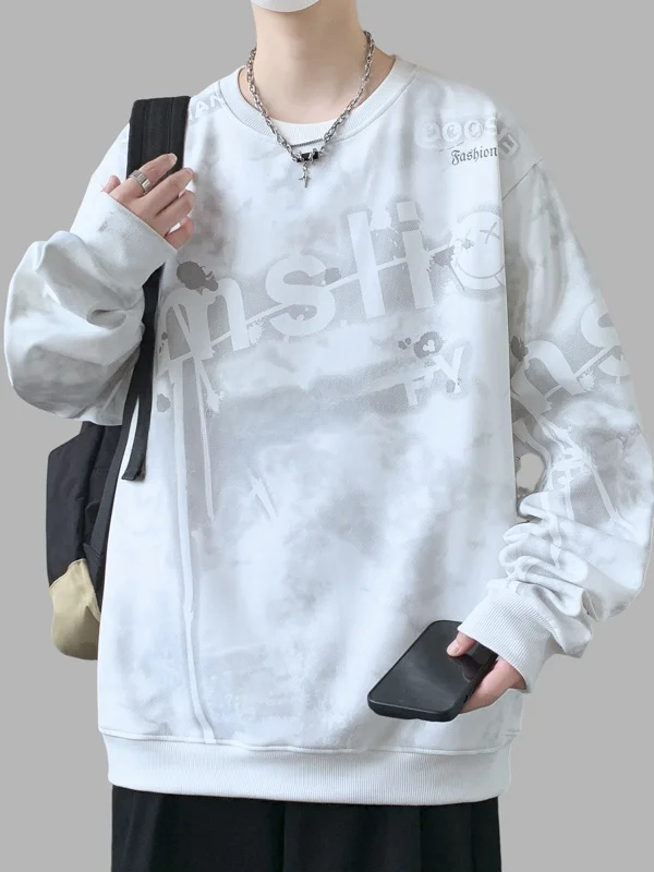 

Модная универсальная толстовка с принтом для мужчин, осенне-зимняя новинка, плотная, свободного кроя, с круглым вырезом, в американском стиле, для подростков