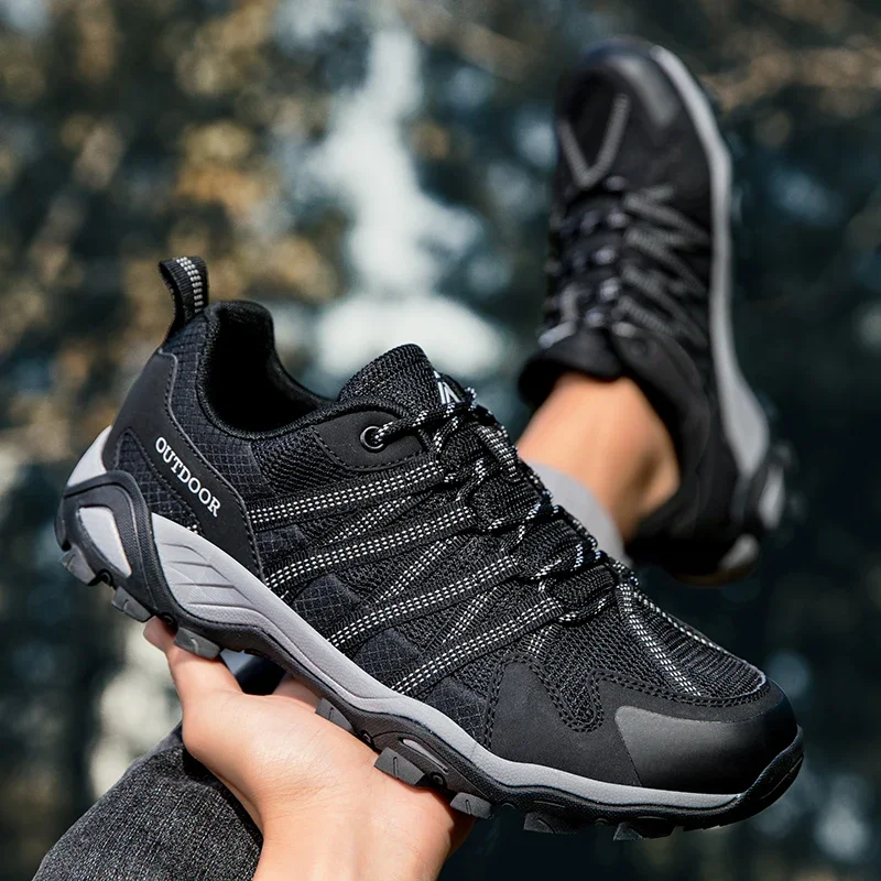 الرجال أحذية المشي لمسافات طويلة التدريب تنفس في الهواء الطلق أحذية رياضية عدم الانزلاق أحذية رياضية الرحلات تسلق التخييم درب أحذية للمشي