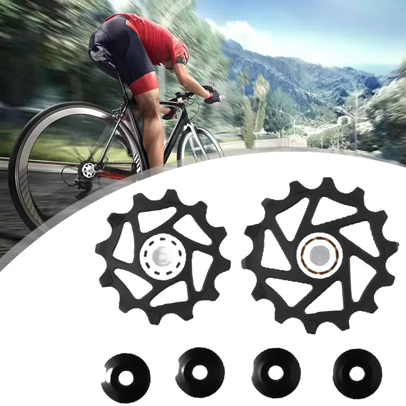 2pcs 12T+14T Ceramic Bearing Rear Derailleur Pulley Jockeywheel For SRAM AXS Rear Derailleur Guide Wheel Resin Accessories