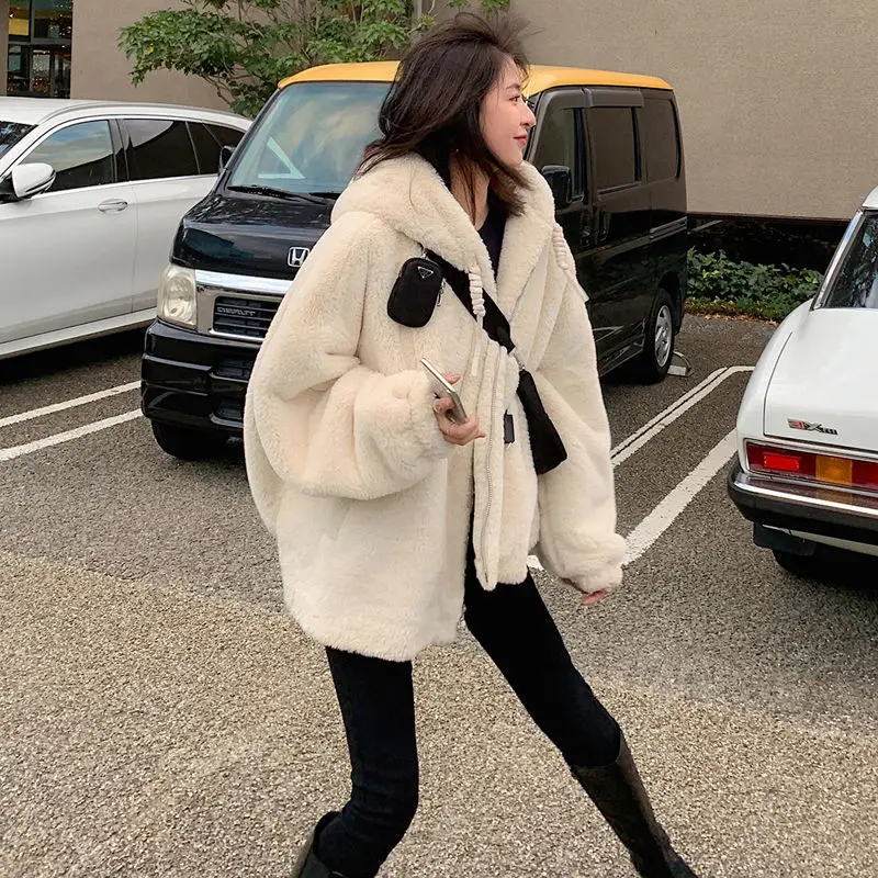 Parkas Womens Parka Coat With Real Fur Autumn Woolen Buttoned Pleated Stand-Collar Classic Preppy College School Lady Elegant OL