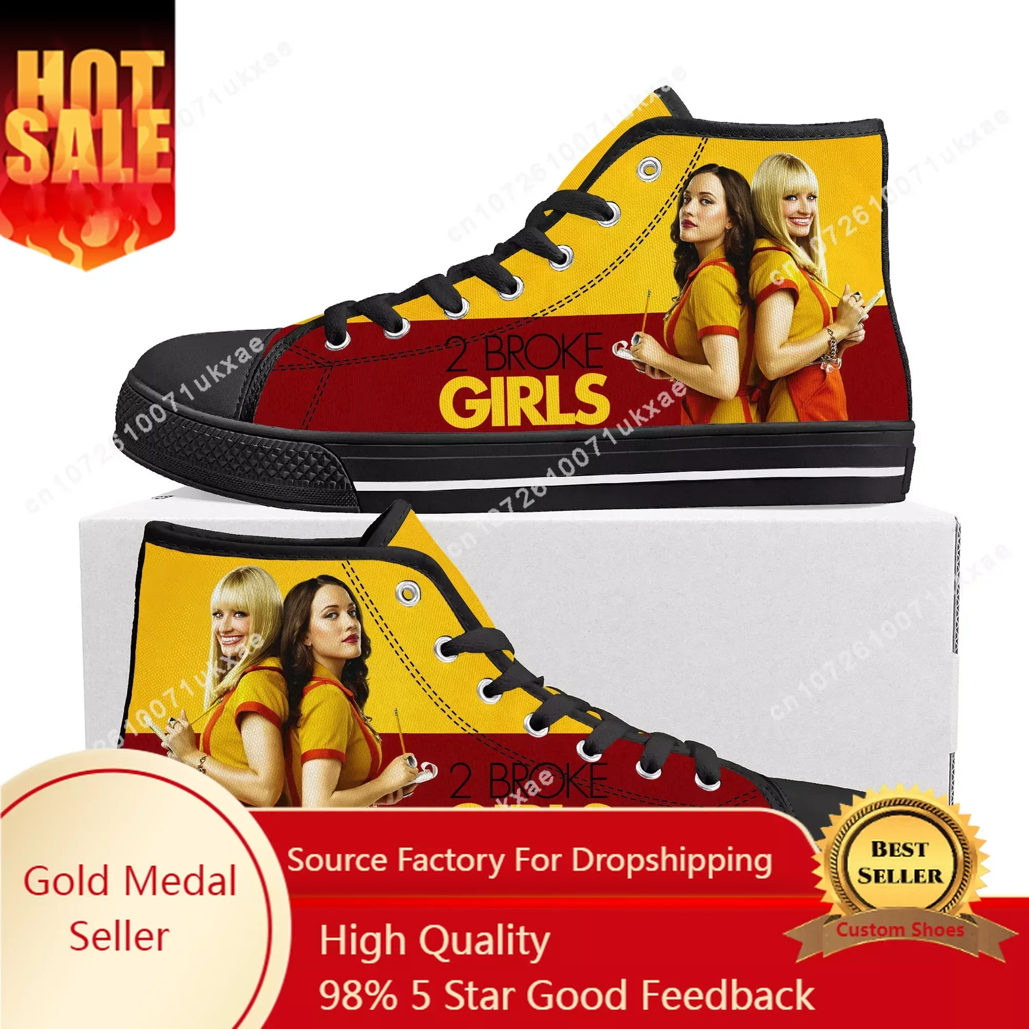 

2 Broke Girls High Top High Quality Sneakers Mens Womens Teenager Canvas Sneaker Casual Custom Made Shoes Customize DIY Shoe