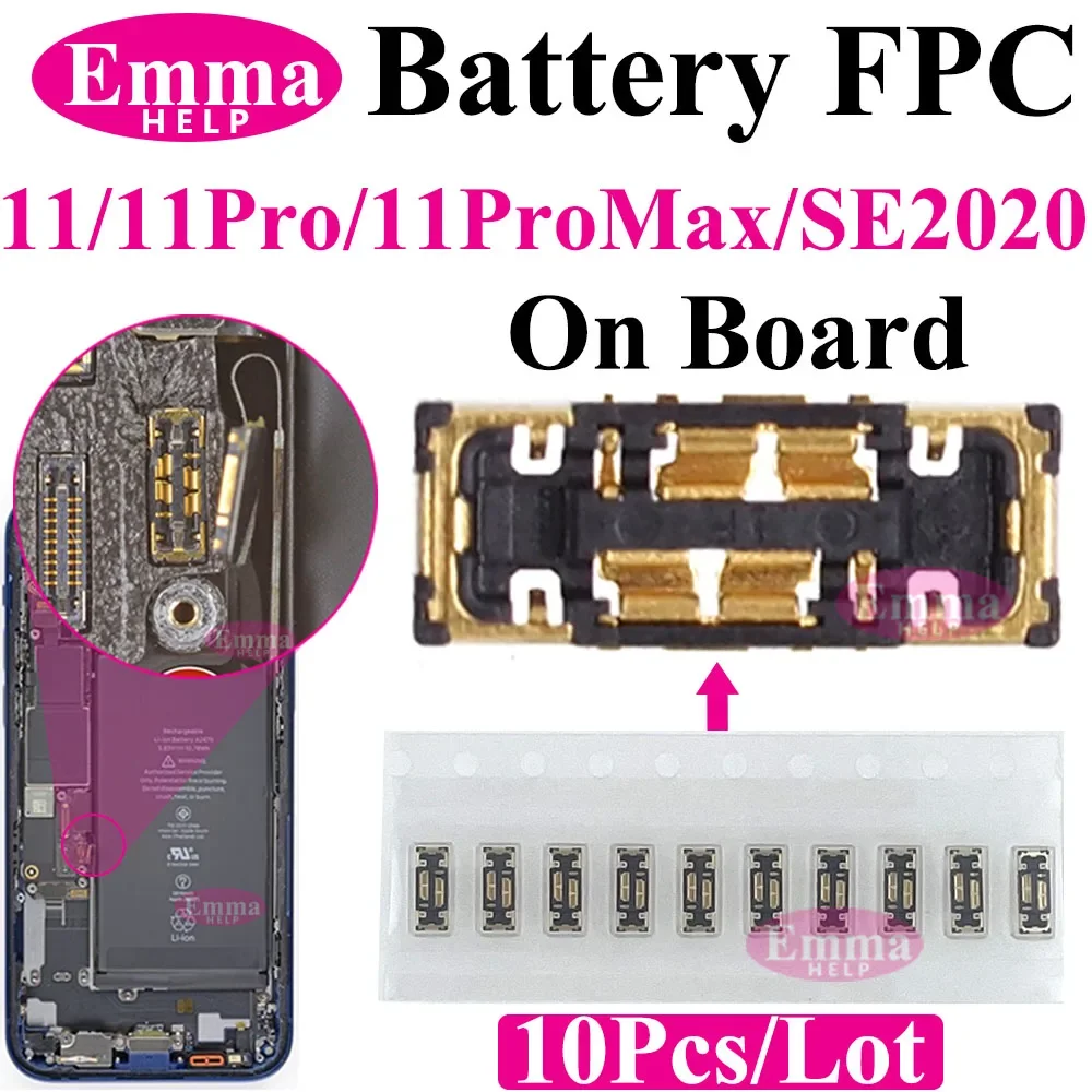 EmmaHelp 10pcs FPC on Battery Flex Cable For iPhone 11 12 13 14 15 Pro Max X XR 8 Plus Connector Clip Plug