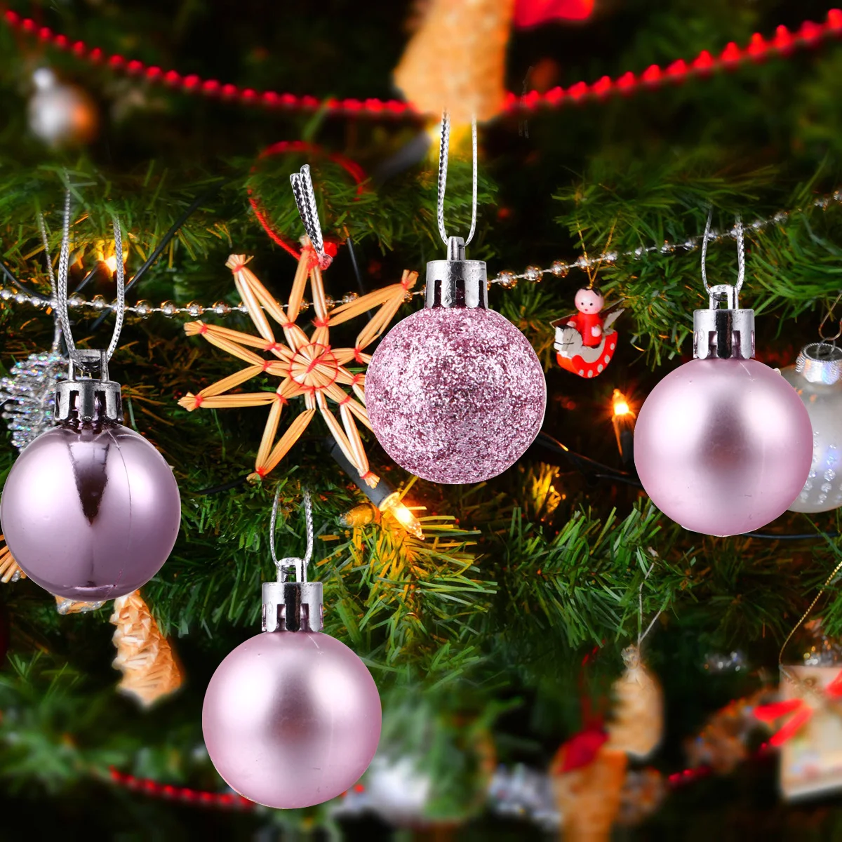 48Pcs Christmas Ball Ornaments Plastic Xmas Tree Hanging Balls Lightweight Reusable Holiday Party Decoration Hanging Decor