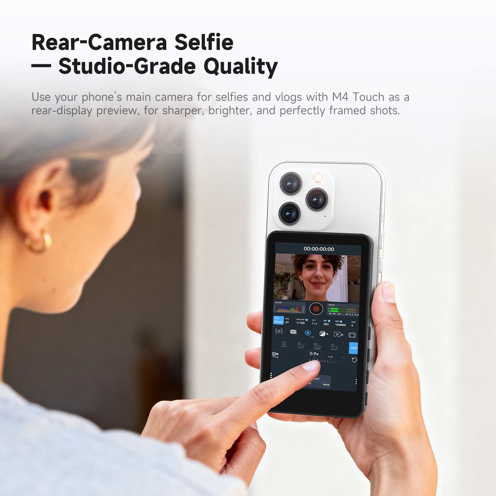 Monitor Magnético Inalámbrico con IA SYNCO XView M4 Touch para Selfies, Vlogs, Transmisiones en Vivo y Grabación de Video con Smartphones
