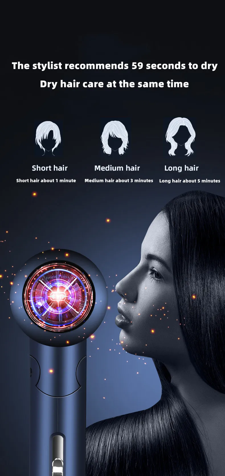 New Foldable Hair Dryer Blue Light Negative Ion Hair Care 1200W High Power Fast Drying Home Student Dormitory Travel Hair Dryer