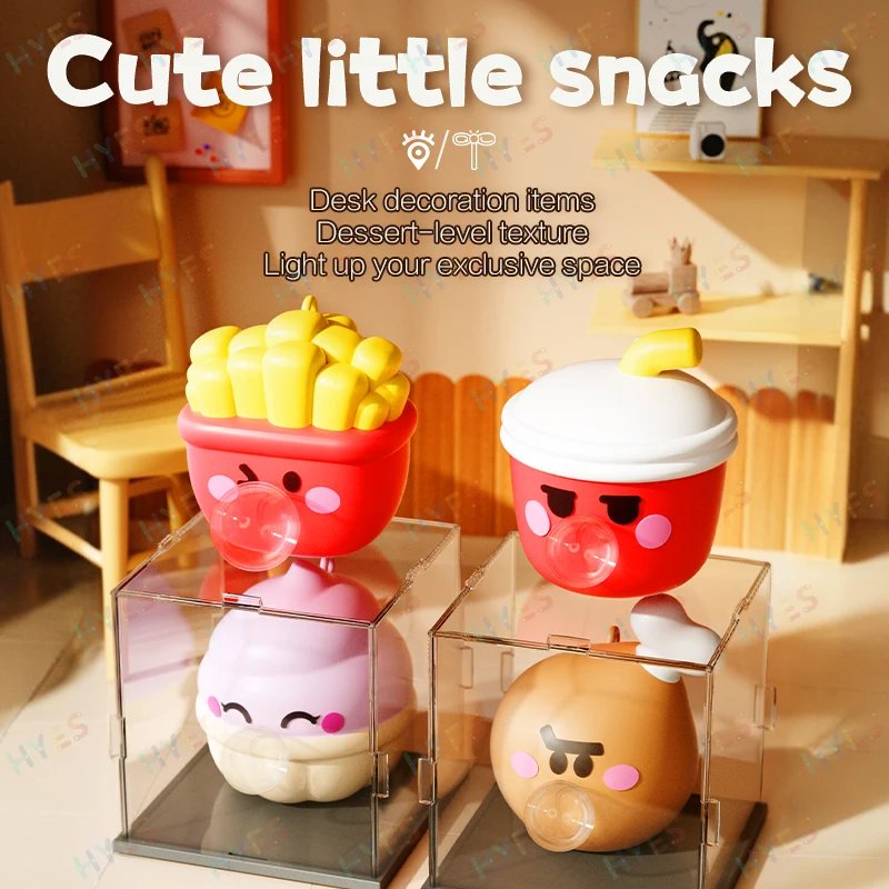 HYES Stress-relieving Toys Cartoon Food Pop Bubble Squeeze Toys Relieve Anxiety Spit  Bubbles Toy Gifts For Boy Girl Kids Adults