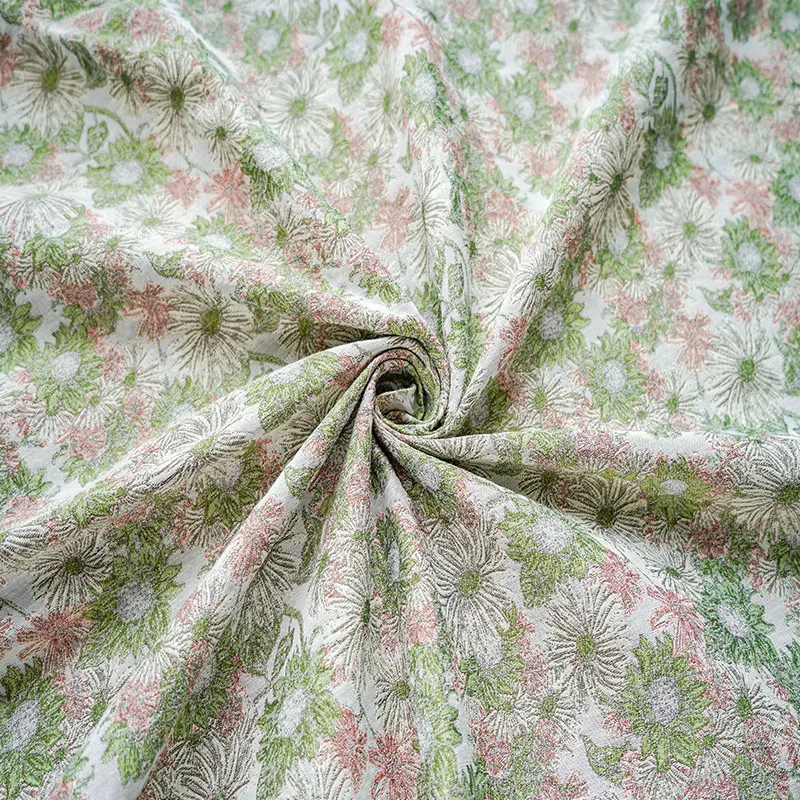 

Жаккардовая ткань, окрашенная маргариткой, платье Cheongsam, дизайнерские ткани ручной работы для одежды своими руками