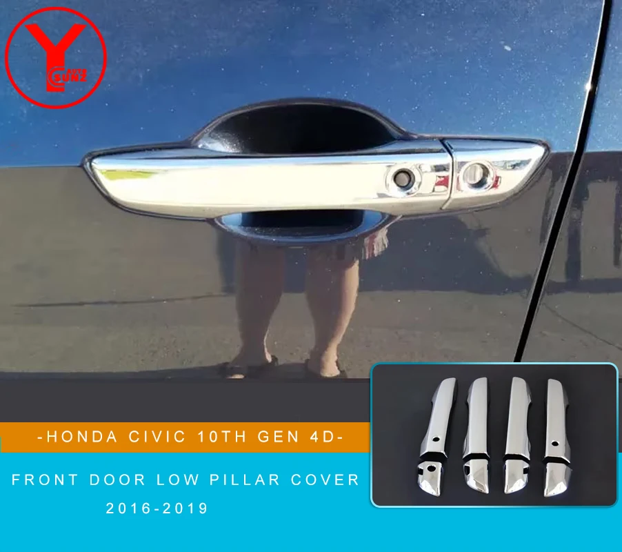

ABS chrome left handle drive door handle bowl For honda civic 10th gen 4d 2016 2017 2018 2019 accessories exterior parts YCSUNZ