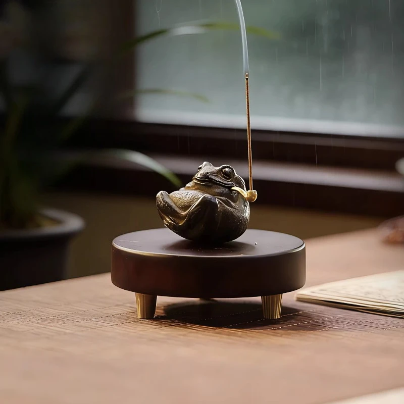 Quemador de incienso portátil para interiores, quemador de incienso chino vintage de cobre, quemador de incienso de lujo para sala de estar, decoración del hogar