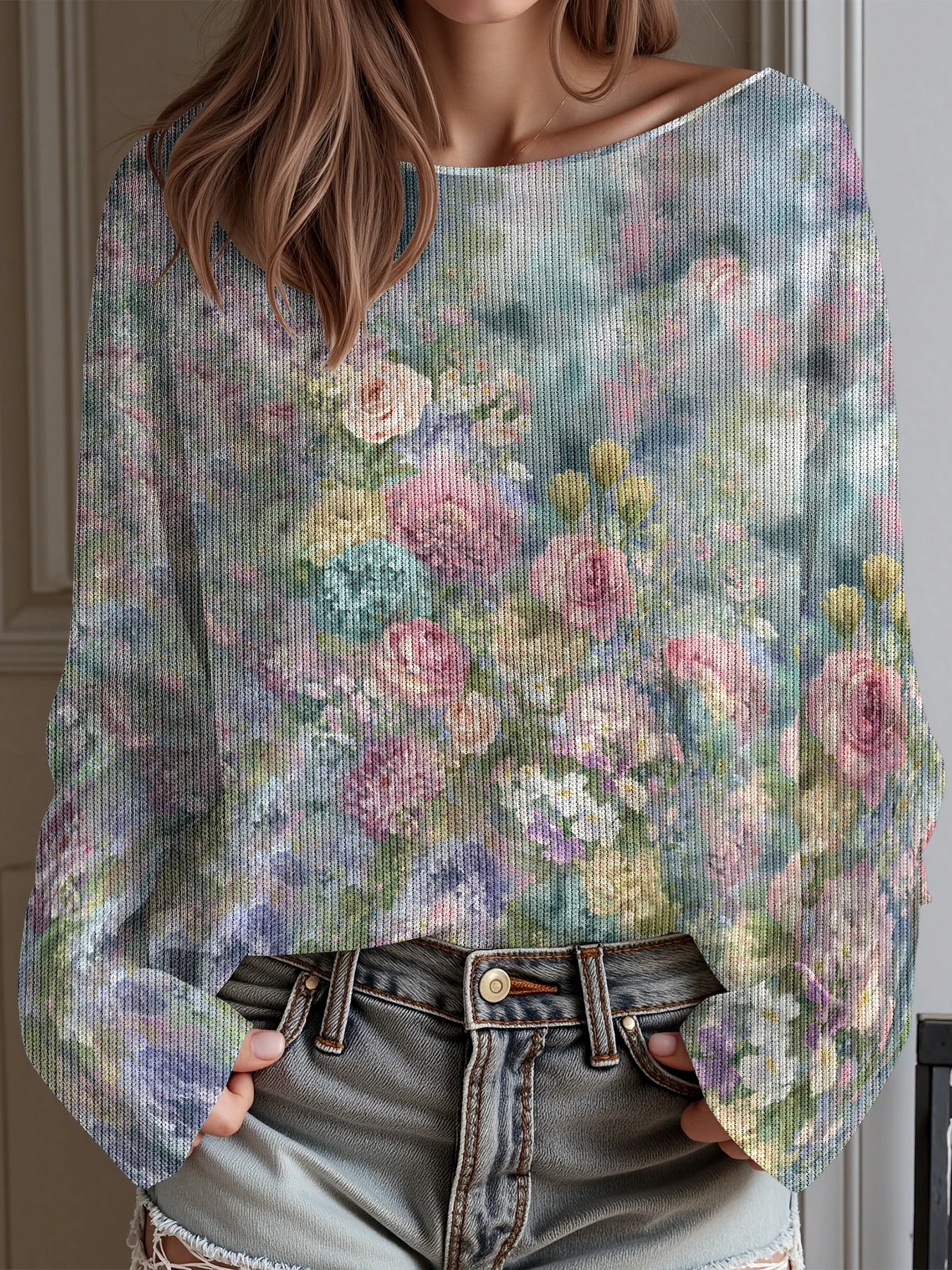 

Autumn Winter flower pullover woman Vintage sweaters Fashion Casual Chic Female Sweaters Streetwear Trendy Clothes