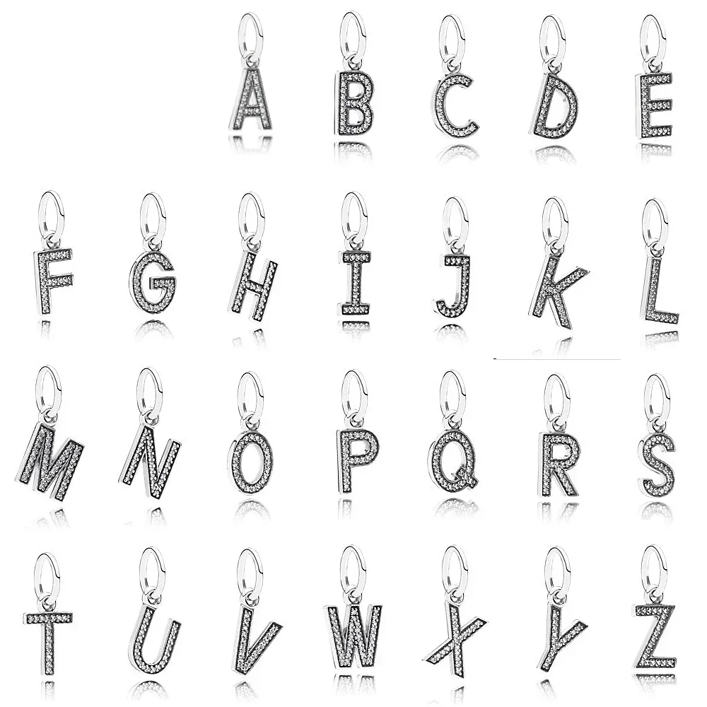 

NEW 100% 925 Sterling Silver 26 Letters Of An Alphabet Charm Beads Collocation Bracelet DIY Bracelet Wholesale Factory