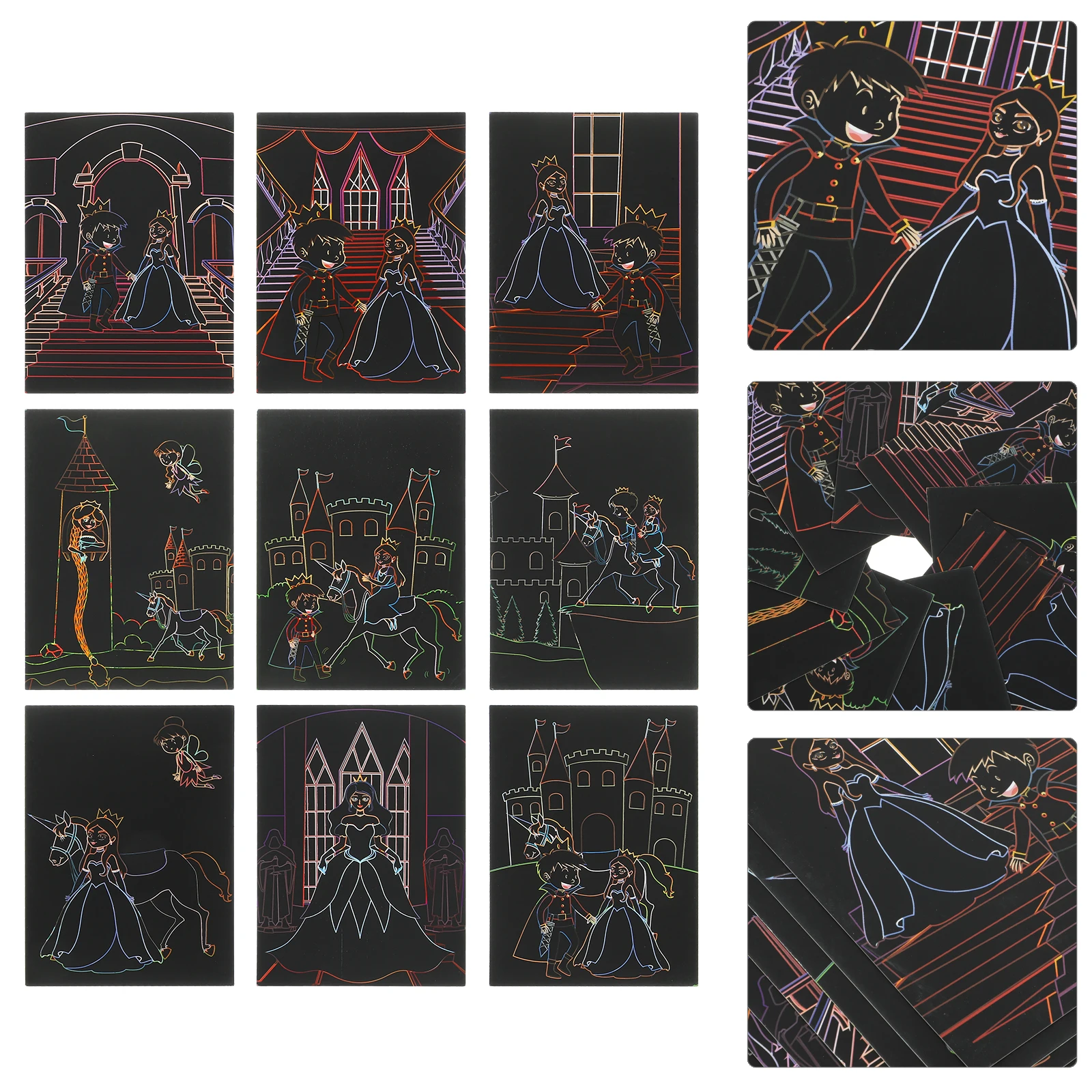 1 ensemble de papier de peinture à gratter, artisanat créatif pour enfants, fournitures de bureau amusantes, cadeaux pour étudiants, Coordination oculaire H, amélioration du reconnaissance des couleurs