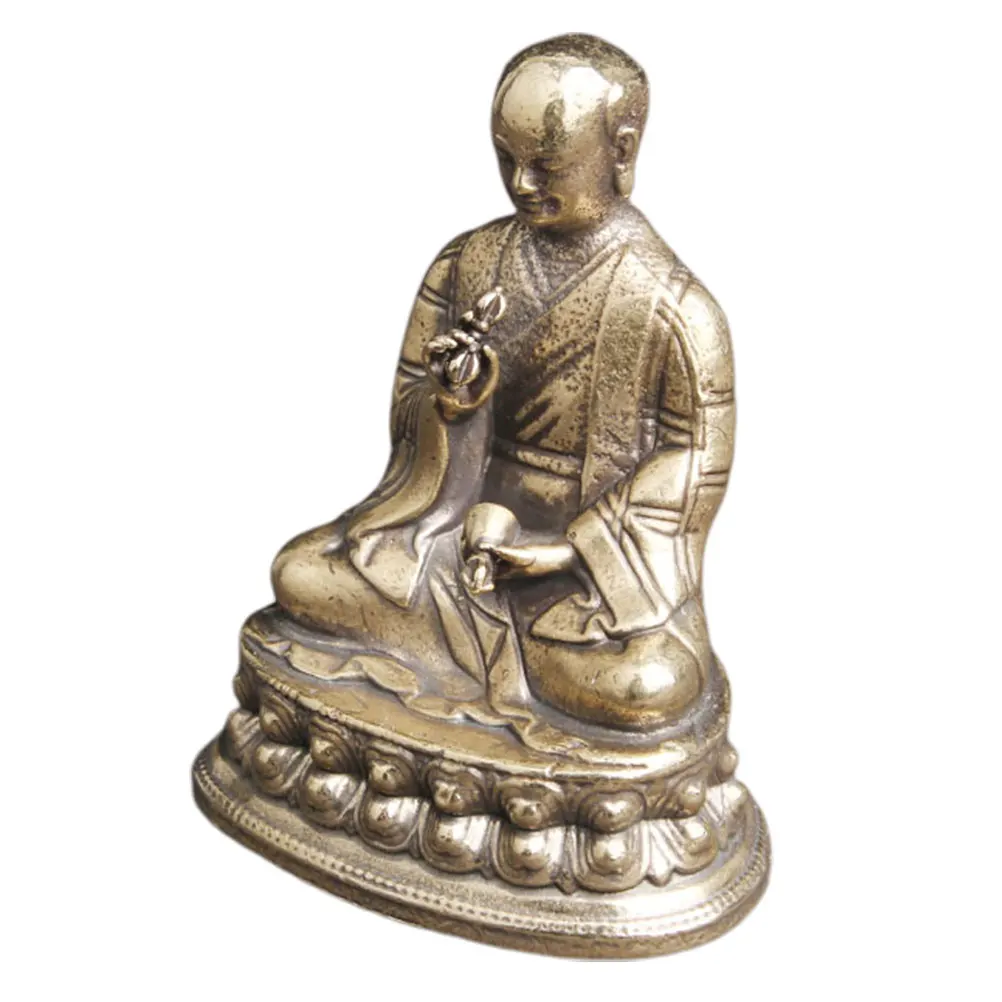 

Compact Brass Buddha Statue Desktop Ornament Vintage Religious Sculpture Temple Souvenir Buddhism Adornment Home Office