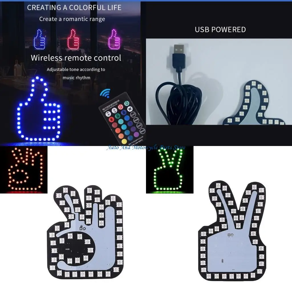 P9FD For Car LED Finger Sign Light Thumb OK Lamp Gesture Controlled Universal