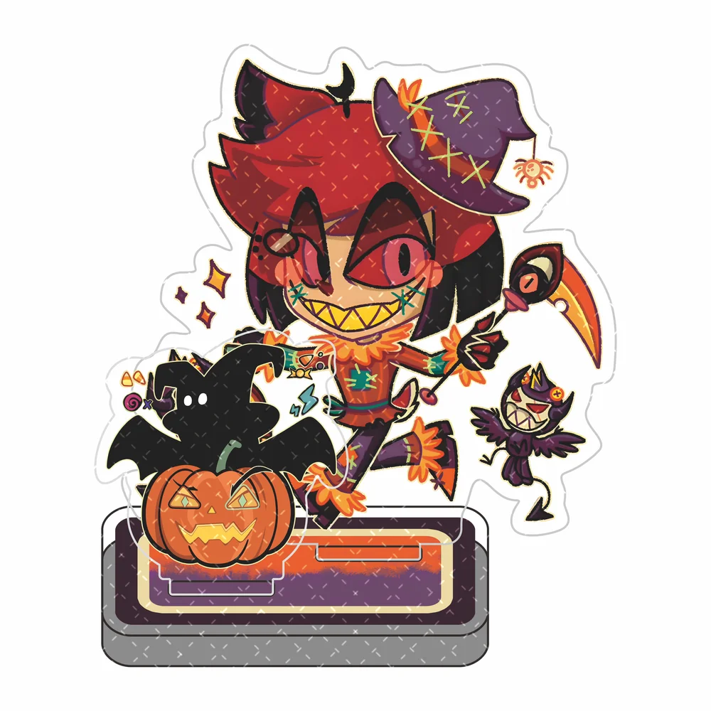 Hazbin Hotel Halloween Acrylic Stand Figure 10cm Cartoon Character Desk Decor Keychain Collection Gift for Fans