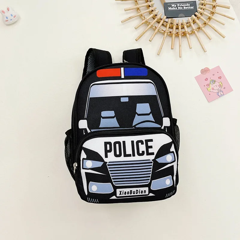 Kinderen Schattige Schooltassen Mode Politie Auto Patroon Schooltas Jongens Meisjes Koreaanse Mode Kleuterschool Snack Rugzak