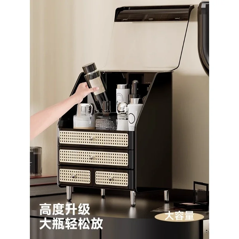 Dresser, cosmetic storage box, desktop dust-proof bathroom, sink, skin care product shelf.