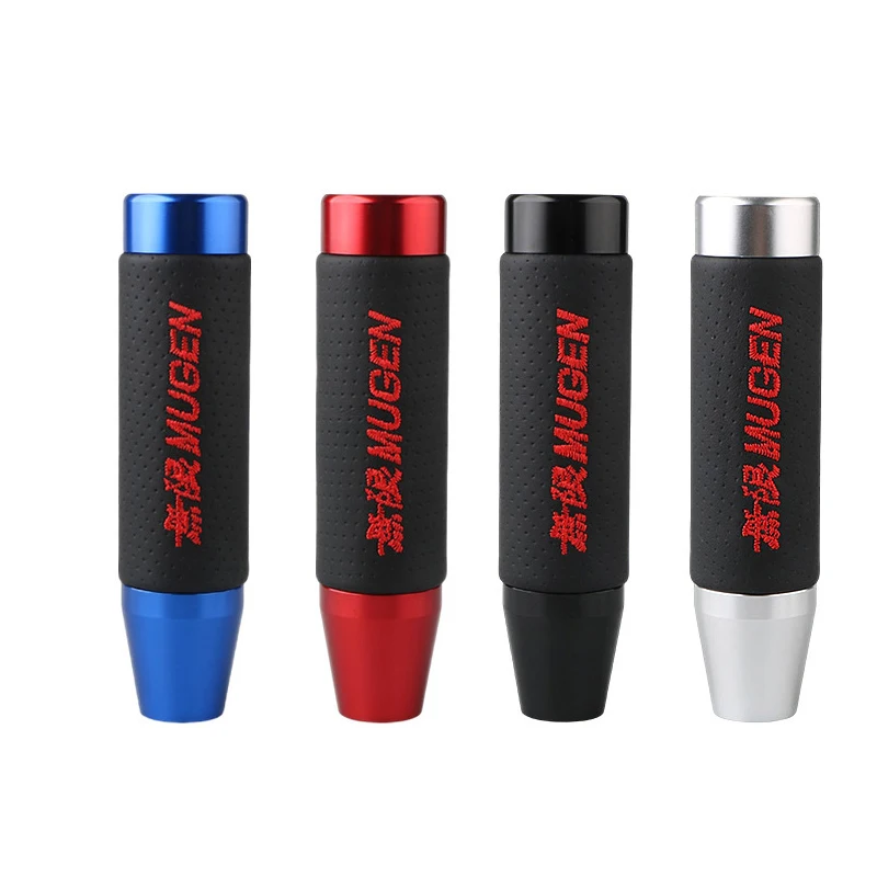 13cm 18cm Universal Aluminum+Leather Style Mugen Black/Red Gear Shift Knob Extended Manual Transmission Gear Shift Lever Knob