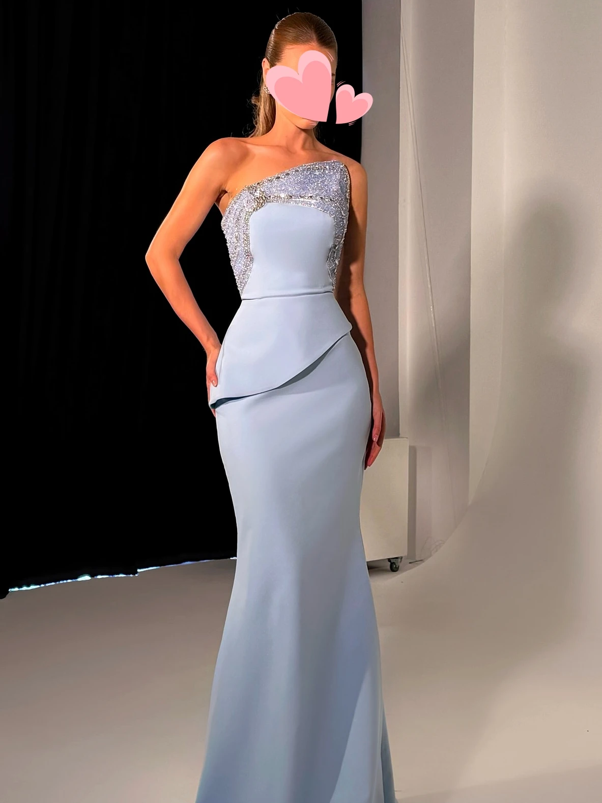 

Платье Oisslec, элегантное винтажное милое синее платье русалки с бусинами, асимметричное платье на заказ, вечернее платье для выпускного вечера