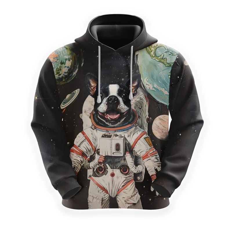 

Cute Astronaut Dog Graphic Sweatshirts Hilarious Golden Retriever Doberman Hoodies For Men Casual Pets Labrador Unisex Hoodie