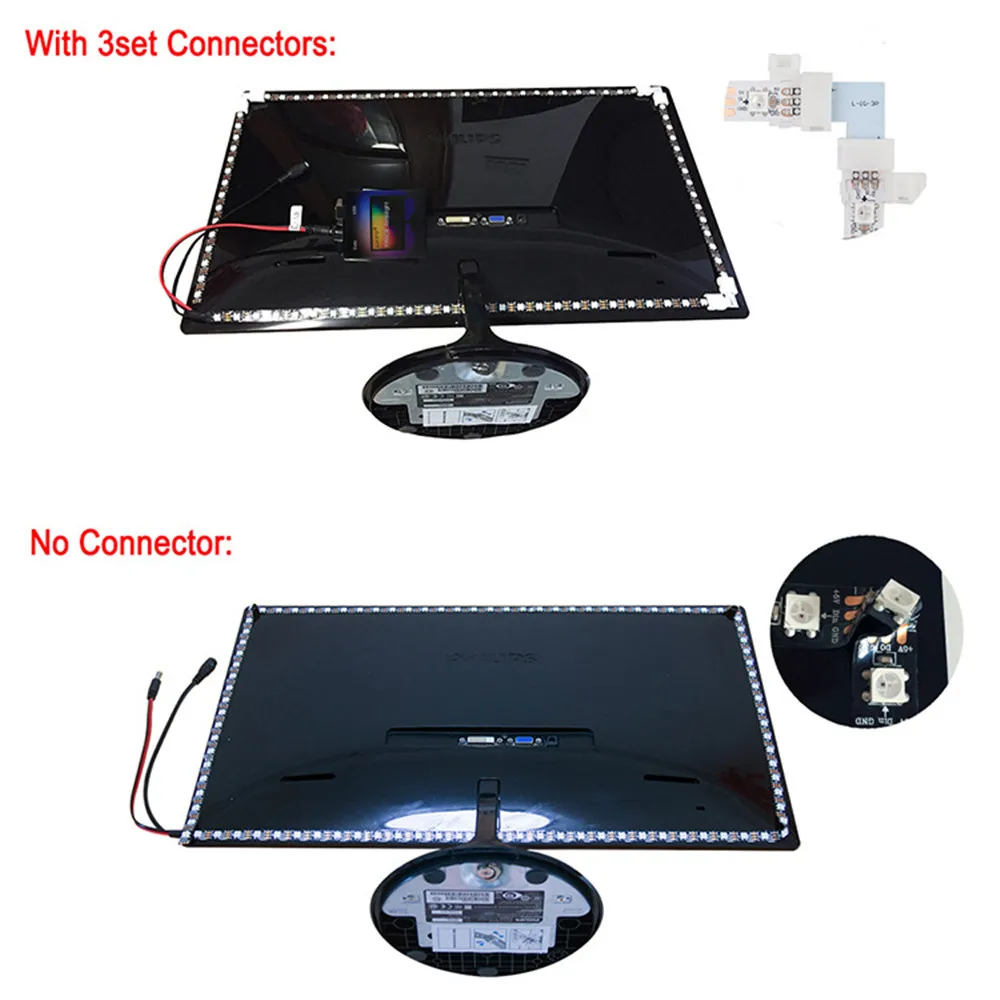 Immersive TV PC Background Light Strip RGBIC LED Strips HDTV Computer Monitor Screen Color Sync Smart Life Control Ambient Lamps