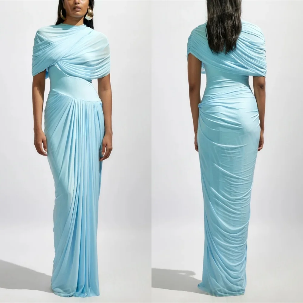 فستان سهرة شيفون مخصص شفاف برقبة دائرية وأكمام قصيرة فساتين العودة للوطن الفاخرة للمناسبات الخاصة