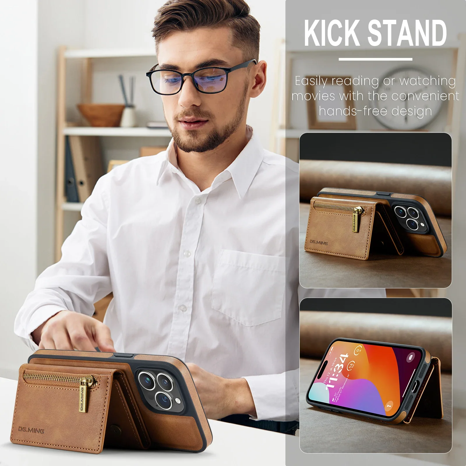 Magnetic Leather RFID Zipper Wallet Case for Magsafe IPhone 17 Air 16 15 14 13 12 11 Pro Max Plus i17 Cards Pocket Holder Cover