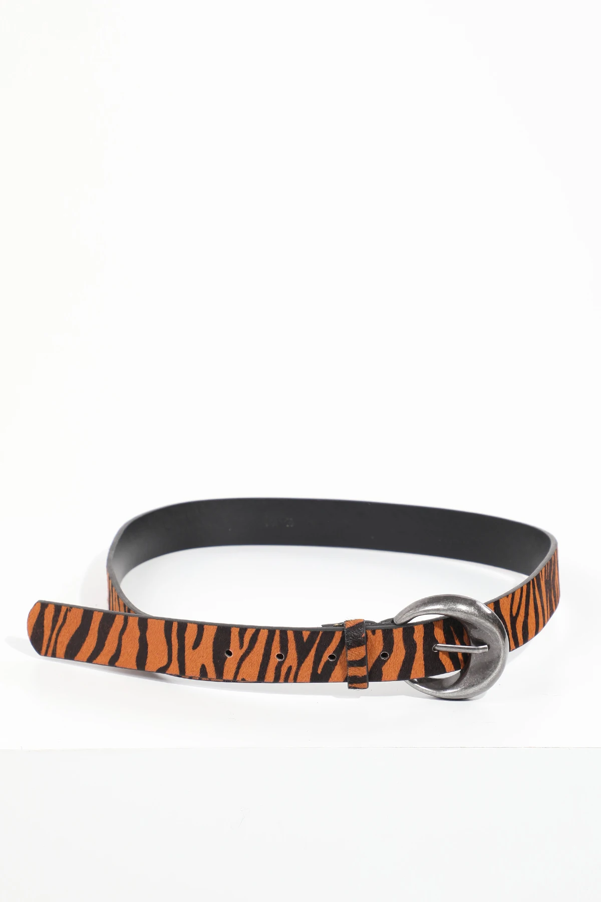 Women Tan Zebra Pattern Leather Belt