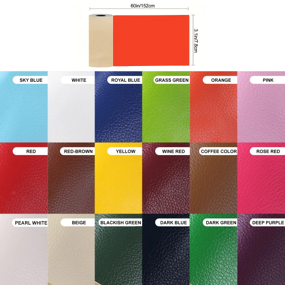 شريط رقعة إصلاح الجلد مقاس 3.1 بوصة × 60 بوصة، إصلاح جلد ذاتي اللصق متعدد الألوان، مناسب للأثاث والأرائك ومقاعد السيارة