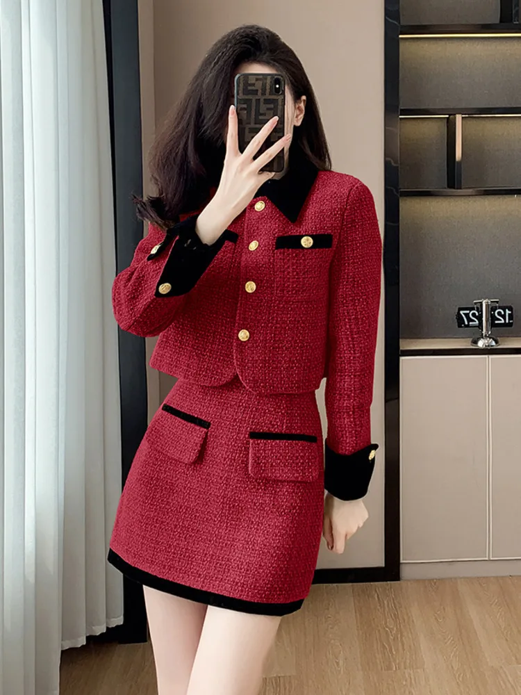 2024 new in matching Two Piece Set For Women Jacket Coat mini Skirt 2 piece sets women outfit conjuntos femininos elegantes