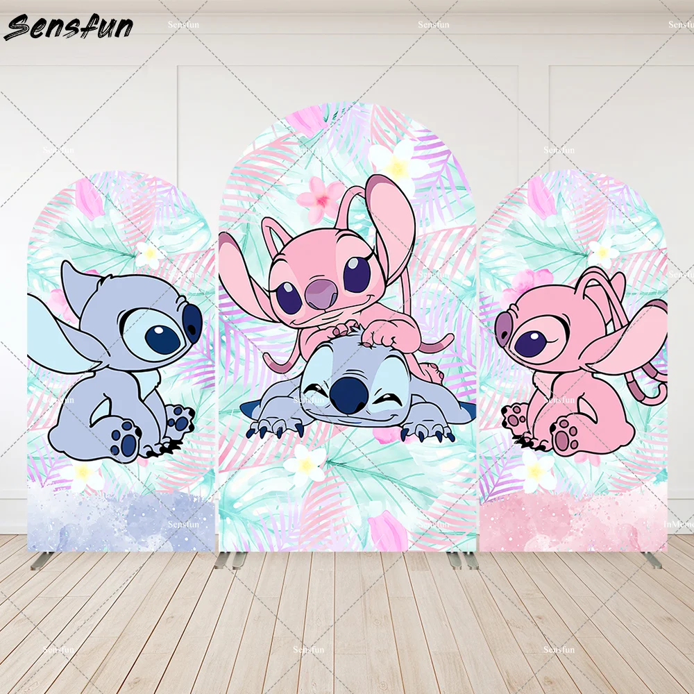 

Angel and Stitch Gender Reveal Party Arch Backdrop Cover Chiara Wall Banner Doubleside Prints Baby Shower Background Photobooth