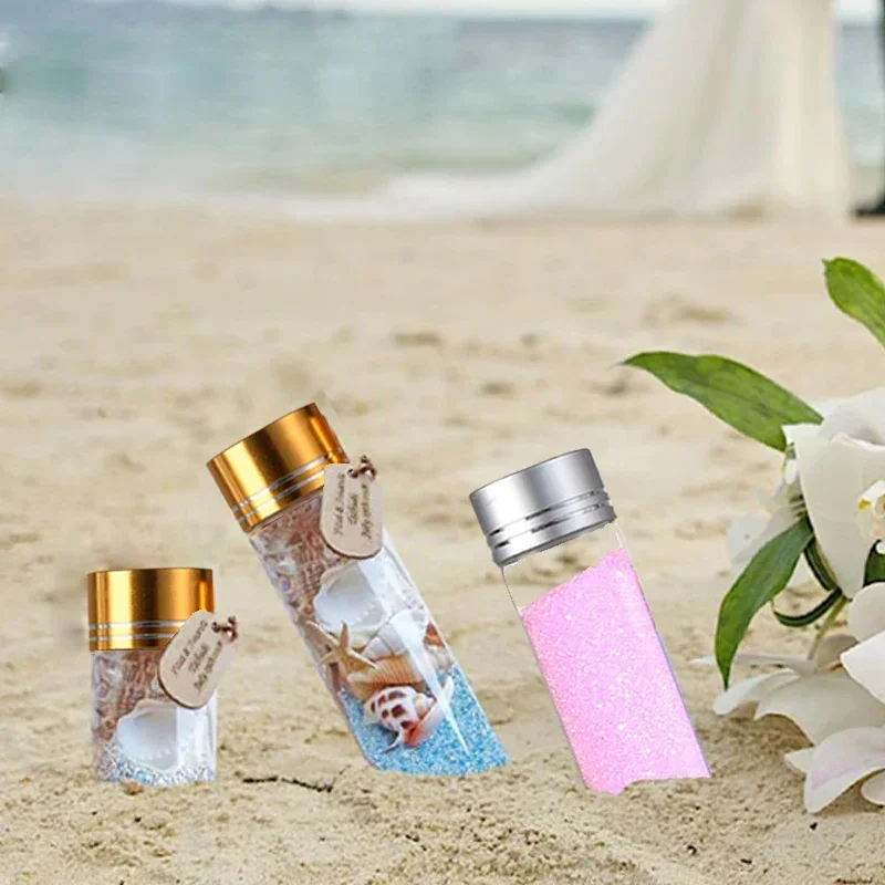 10Pcs Empty 5ml-25ml  Mini Aluminum Cap Clear Glass Bottles Wishing Bottle Gravel Vial Sample Container For Wedding Party Gift