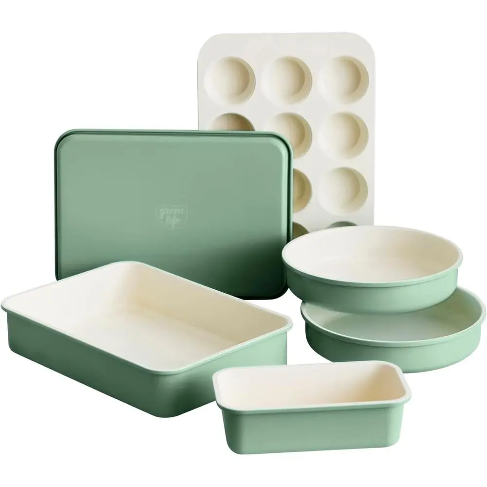 

6 Piece Nonstick Bakeware Set, Non-Toxic PAS-ree Oven Pans, Dishwasher & Oven Safe to 450°, Easy Release Baking Sheet, Loaf Pan,