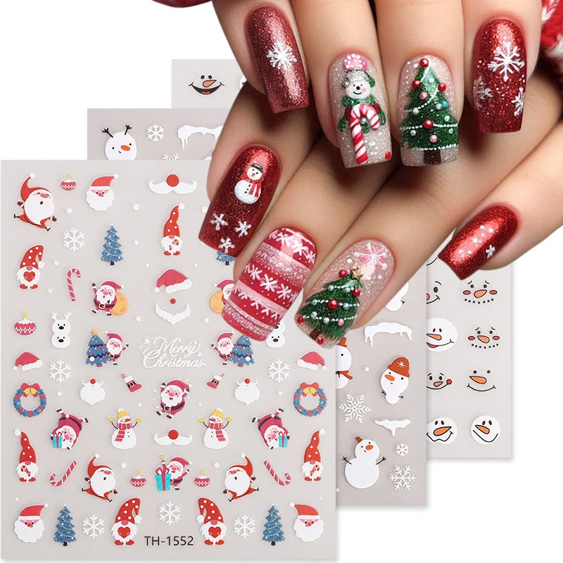 

DIY Nail Decals Cute Gingerbread Santa Cat Claus Xmas Tree Bell Nail Decals Party Manicure Decor Sliders