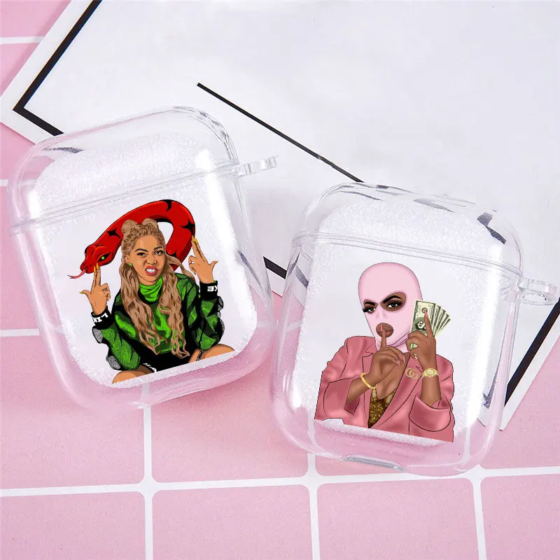 

MAKE MONEY Cash Black head Sweet Girl Earphone Case for Airpods Pro 3 Clear Bluetooth Charging Box for Airpod 2 Protective Cover