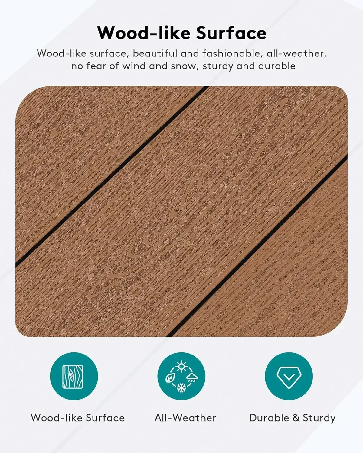 

[Limited Time Offer, Clearance!]HDPE Patio Coffee Table, Rectangle Outdoor Coffee Table, All-Weather Coffee Side Table for Balco