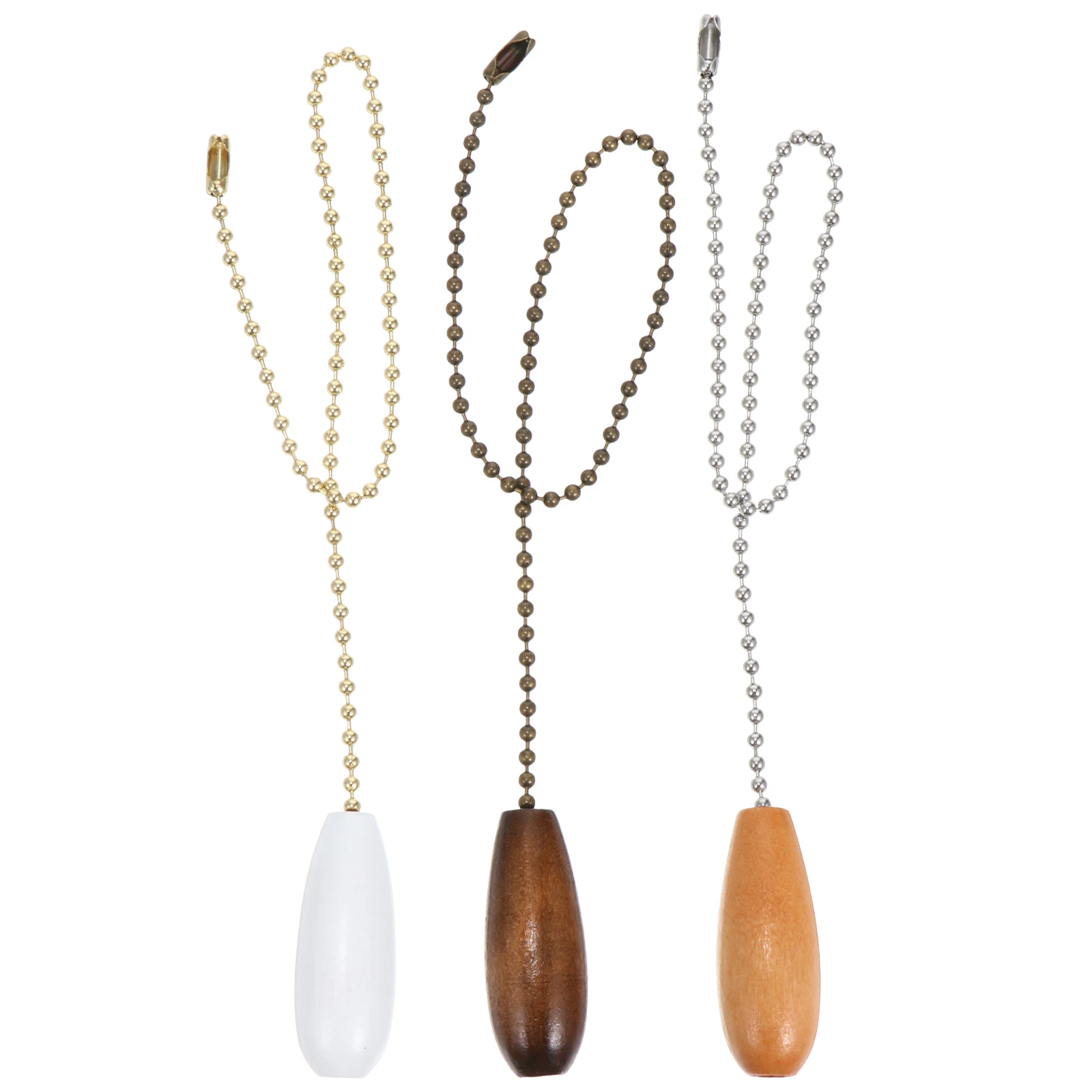 

3pcs Wooden Switch Pendant Chain Delicate Ceiling Light Pull Chain Rope Ceiling Fan Pull Cord Lamp Decorative Accessories