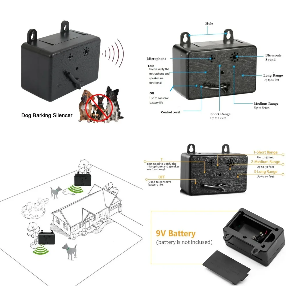 

Эффективный ультразвуковой отпугиватель лая для собак на открытом воздухе-бесшумный звуковой инструмент для дрессировки собак-Essential Dog Pro