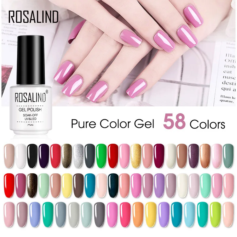 

ROSALIND MINI Nail Gel Polish Cracking Nail Lacquer Glitter Nail Art Gel For UV Semi Permanent Base Top Matt Coat Quick Drying