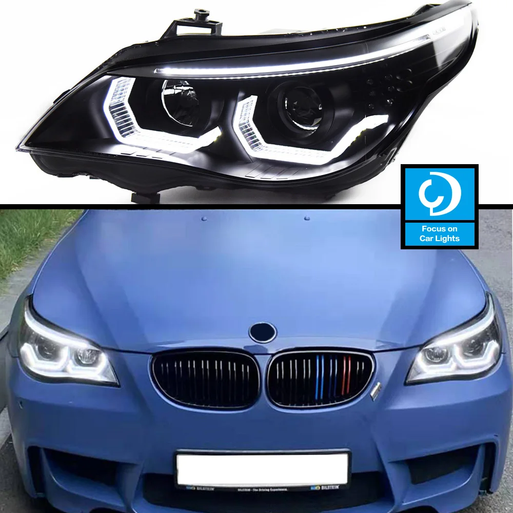 Car Front Headlight For BMW E60 2003-2010 523i 530i LED Head Lamp Styling Dynamic Turn Signal Lens Automotive Accessories 2PCS