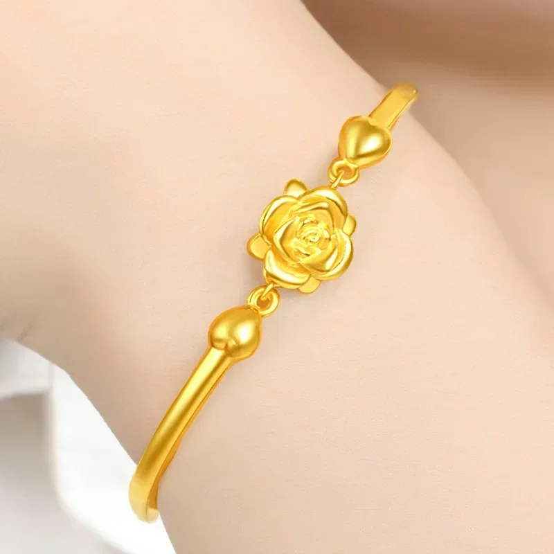 

Fashion Gold Rose Bead Bracelet, Bana Flower Fashion Womens Chain Bracelet Jewelry, Wedding Valentine's Day Gift