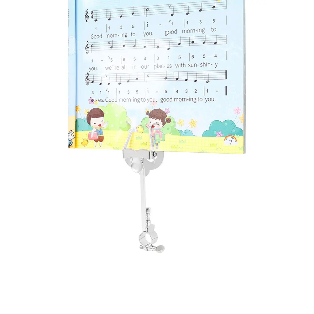 

Portable Music Score Stand Silver Adjustable Knob Clip for Piccolo Practice Performance Metal Accessories Sheet Music