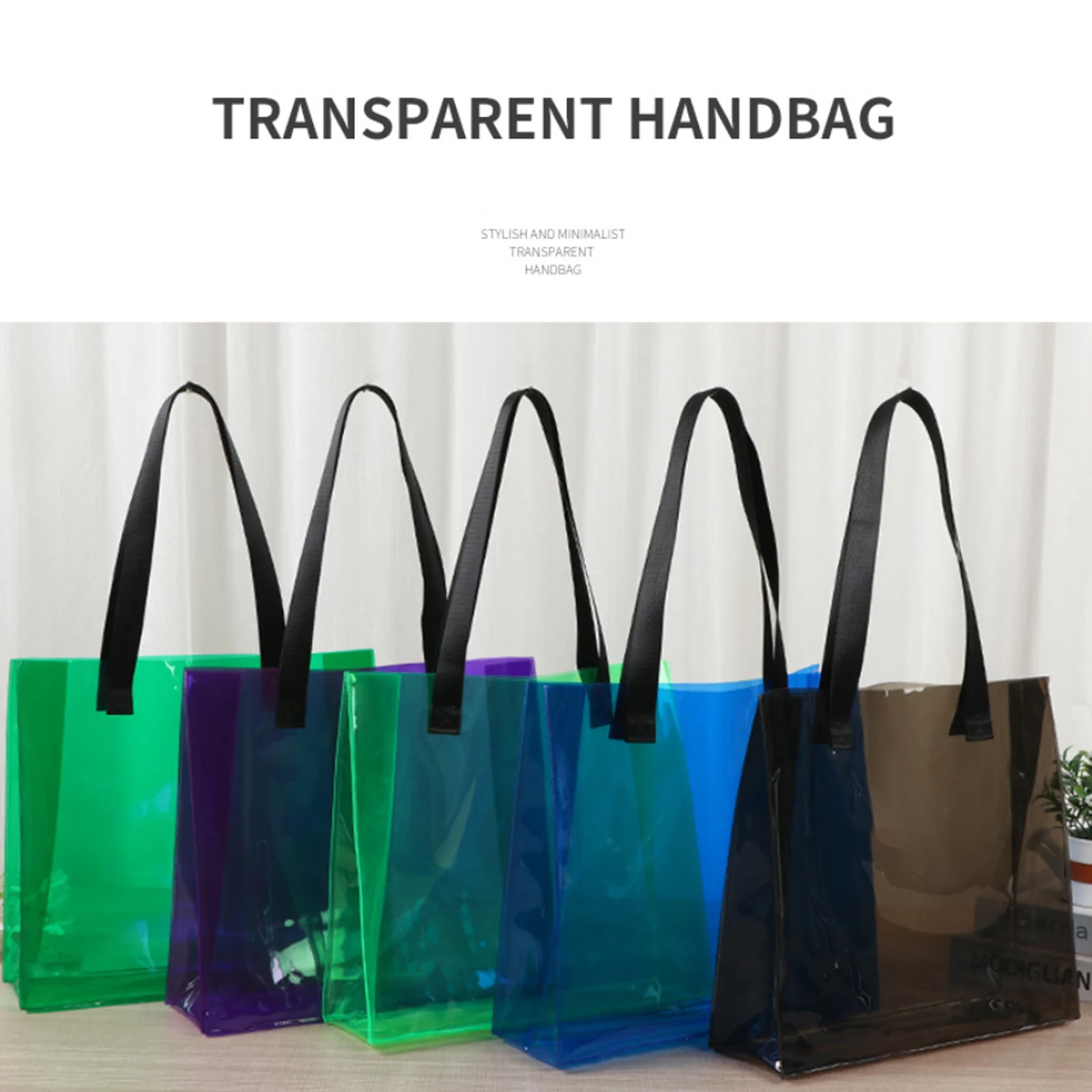 Women Clear PVC Tote Bag Handbag Lightweight Top Handle Shopping Bag Waterproof PVC Transparent Shopping Bags Shoulder Handbag