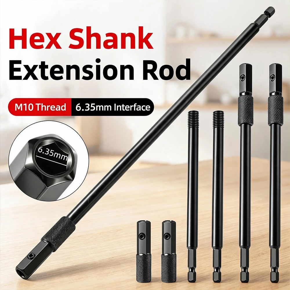 M10 Thread Hex Shank Extension Rod 1/4