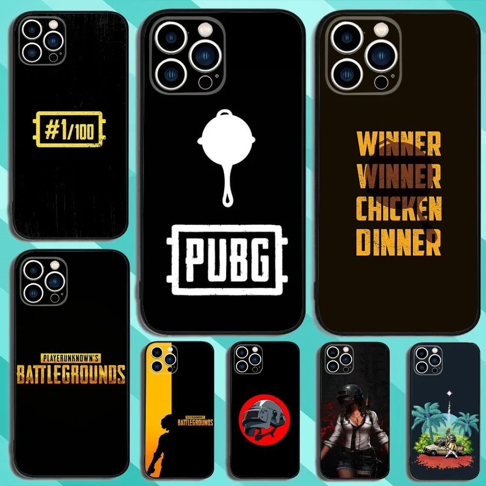 

Game P-PUBG Phone Case For iPhone 15,14,13,12,11,Plus,Pro Max,XS,X,XR,SE,Mini,8,7 Soft Silicone Black Cover